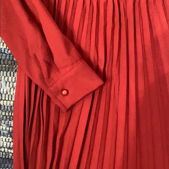 Burgundy Pleated Dress - Picture 3 of 4